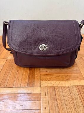 Coach Pebbled Leather Crossbody Bag in Plum